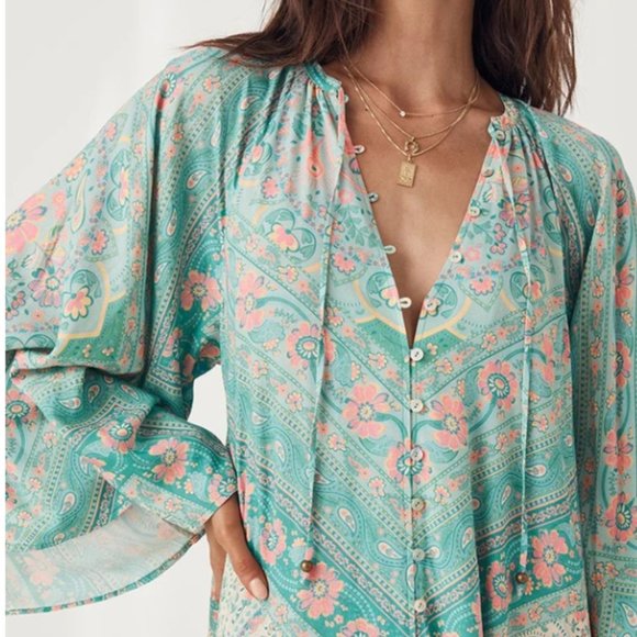 FARRAH HALF MOON GOWN Aqua - Picture 6 of 10